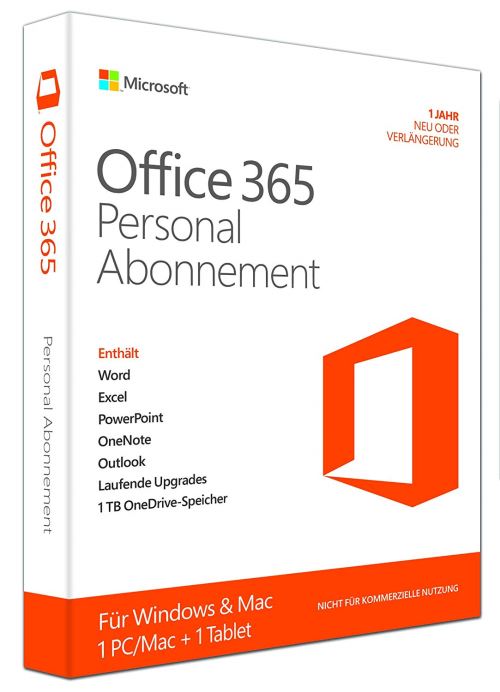Microsoft Office 365 Personal - 1 PC/MAC - 1 Jahresabonnement - multilingual (Product Key Card ohne Datenträger) [import allemand]