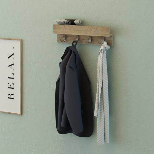 Porte manteaux bois mural design Friole - L. 55 x H. 16 cm - Marron pin