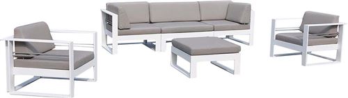 Delorm - Salon de jardin en aluminium et tissu d'oléfine St Tropez