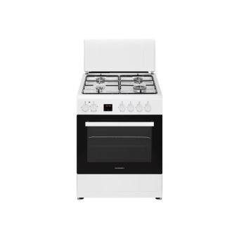 Schneider SCG6MFC - Cuisinière - pose libre - largeur : 59.8 cm - profondeur : 61 cm - hauteur : 86 cm - avec système auto-nettoyant - blanc