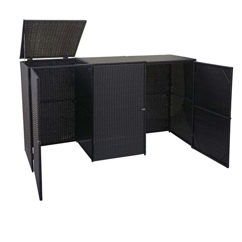 Enveloppement pour 3 poubelles HWC-E25, polyrotin 2x120l noir