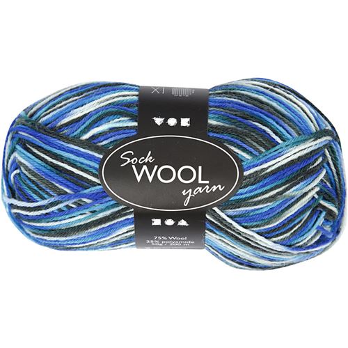 Creotime Fil de chaussette L : 200m harmonie bleu/turquoise 50gr