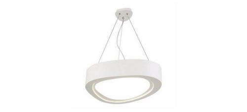 HOMEMANIA Lampe à Suspension Meriva Chandelier - de Plafond - Blanc en Métal, 54 x 54 x 120 cm, 6 x Bandes de LED, 24W, 2520LM, 4000K Lumière Blanc Naturel