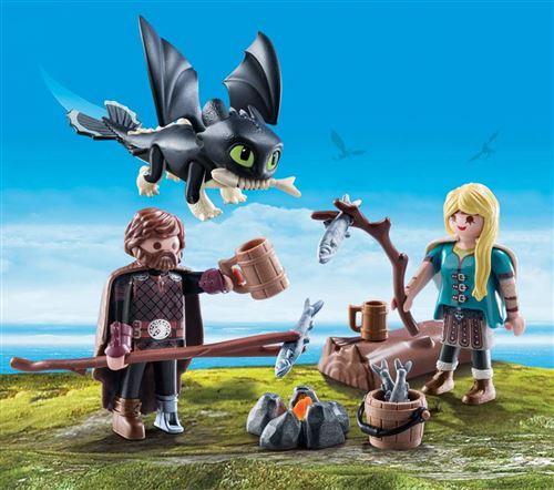 Playmobil Dragons 70040 Harold et Astrid avec bébé dragon