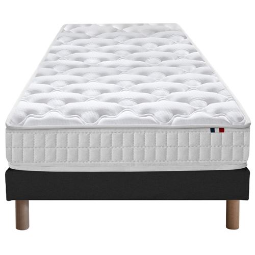 Ensemble matelas ressorts 5 zones sommier noir 90x190
