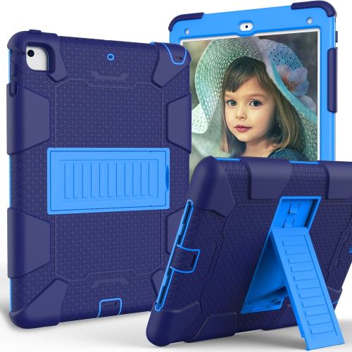Générique Bleu Foncé Coque En Tpu Hybride Deux Tons /Bleu Avec Béquille Pour Votre Apple Ipad 9.7 (2018)/(2017) - Image 1