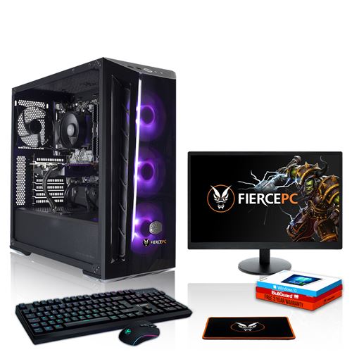 Fierce Explorer RGB/RVB PC Gamer - Vite 12 x 4.6GHz 12 AMD Ryzen 9 3900X, 512Go M.2 SSD, 16Go of 3000MHz DDR4 RAM, NVIDIA GeForce RTX 2070 Super 8Go, HDMI, USB3, Wi - Fi, Windows 10 installé, Clavier (UK/QWERTY), Souris, moniteur 24 pouces 1137064