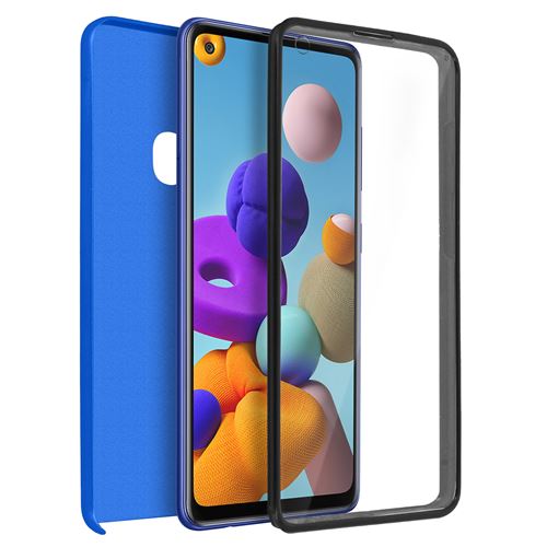 Avizar Coque pour Samsung Galaxy A21s Arrière Rigide + Avant Souple Antichoc Bleu