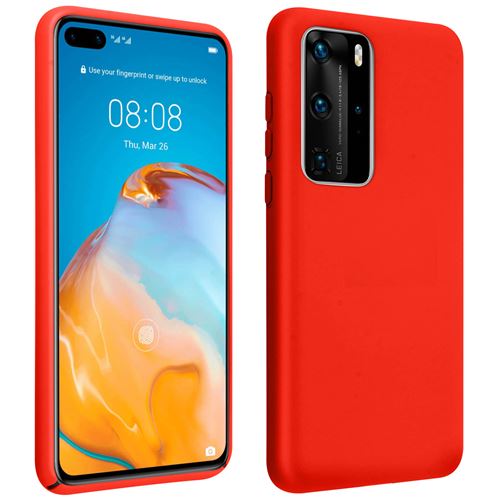 Coque Pour Huawei P40 Pro Semi-rigide Soft Touch Mat Compatible Qi Rouge