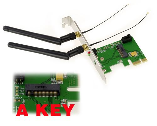 Adaptateur M2 A Key vers PCIe Pour Intel 7260NGW 8260 8265 ac