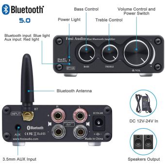 Mini Amplificateur Sans Fil Bluetooth, 2CH, Audio HIFI, Stéréo
