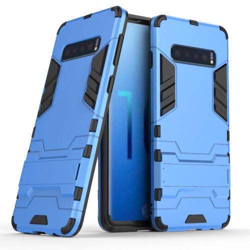Coque en TPU cool guard kickstand hybride bleu clair pour votre Samsung Galaxy S10