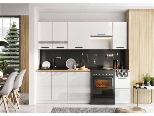 BOBOCHIC Cuisine complète SIERRA 240 cm Blanc brillant