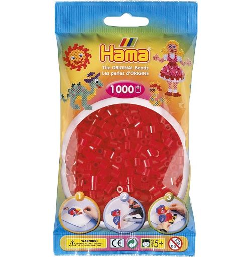 Sachet de 1000 perles a repasser hama midi rouge transparent - loisirs creatifs - 207-13