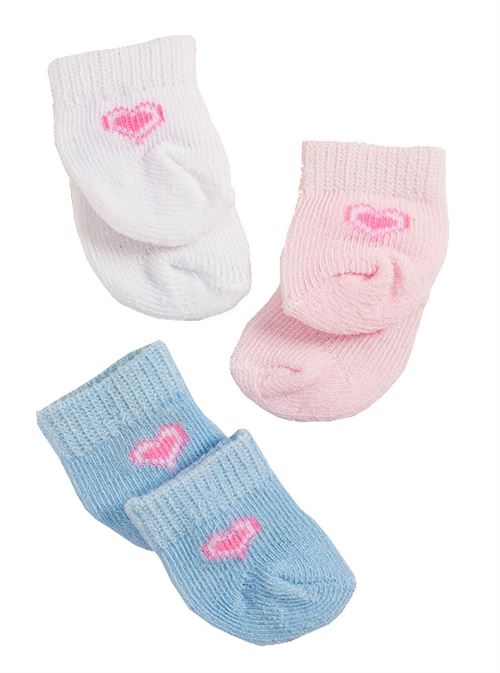 Heless chaussettes de marionnettes 3 paires 28-35 cm rose, blanc, bleu