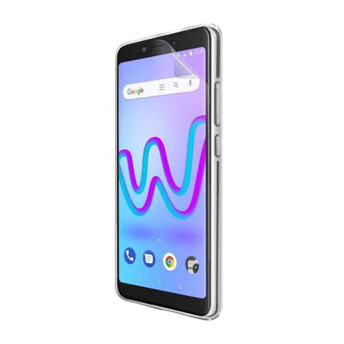 Wiko - Achterzijde behuizing voor mobiele telefoon - thermoplastic polyurethaan (TPU) - transparant - met schermbeschermer - voor Wiko JERRY 3