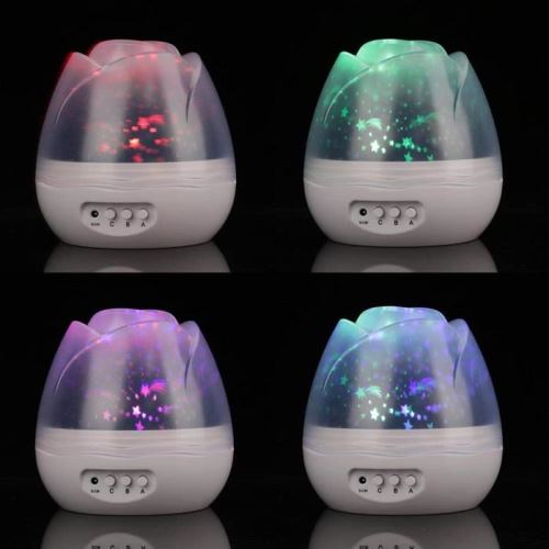Veilleuse Enfant Etoiles LED Projecteur Lampe de Projection 360 Rotation  pour Chambre Chevet Table de Fille
