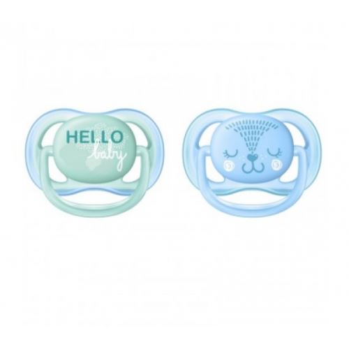 Lot de 2 sucettes ultra aérées tendance 0/6 mois hello - philips avent