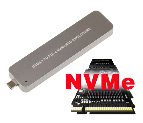 Clé boitier USB 3.1 Mini C Pour SSD M.2 NVMe Type PCIe uniquement, B+M ou M Key