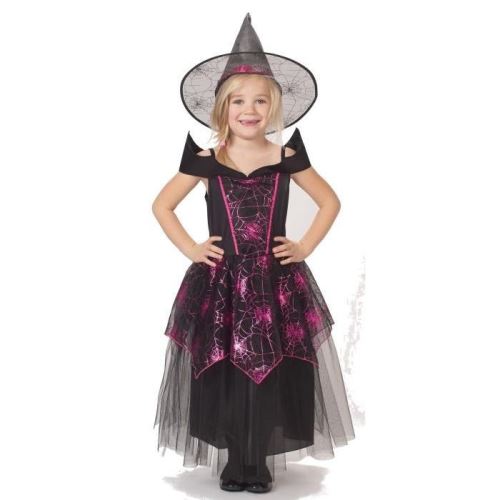Cijep robe halloween rose avec chapeau, taille 8 10 ans