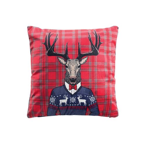coussin 40 x 40 cm velours imprime cerfboy