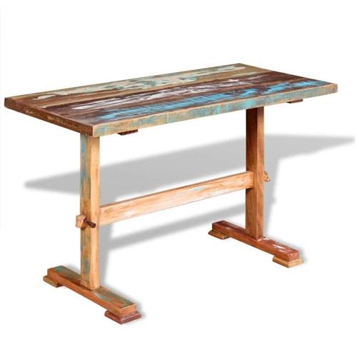 vidaXL Eettafel op voet massief gerecycled hout 120x58x78 cm