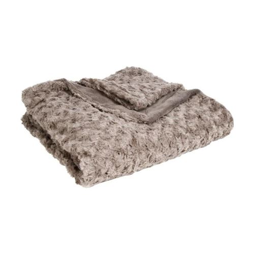 Plaid Imitation Fourrure Bouclée 120x160cm Taupe