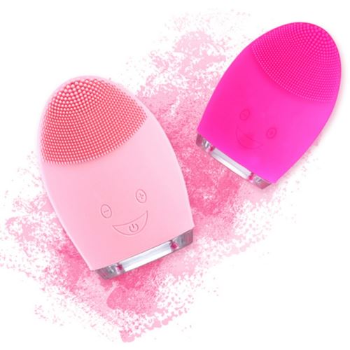 Nettoyage électrique du visage Brosse de massage Machine à laver Machine de nettoyage du visage en silicone étanche (rose)