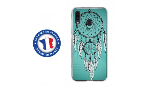 Coque souple pour Samsung Galaxy A20 avec impression Motifs attrape rêve sur fond bleu