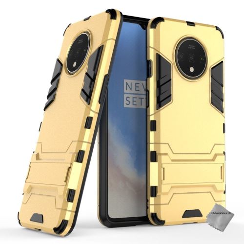 Housse etui coque rigide anti choc pour OnePlus 7T avec verre trempe - OR