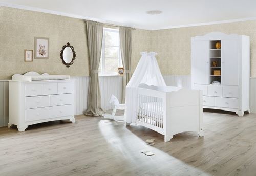 Pinolino Chambre de bébé Pino 3 pièces lit de bébé évolutif commode à langer large armoire grande