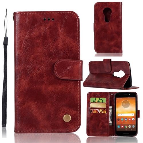 Etui en PU millésime premium rouge vin pour votre Motorola Moto E5 Play Go (EU Version)