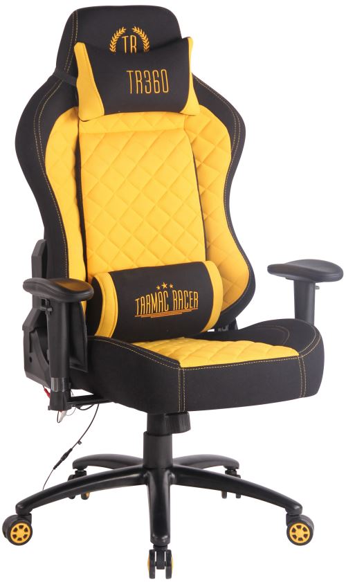Fauteuil de bureau / Chaise Gaming Rapid XM en Tissu Assise chauffante et Fonction de Massage- Couleur Noir/Jaune