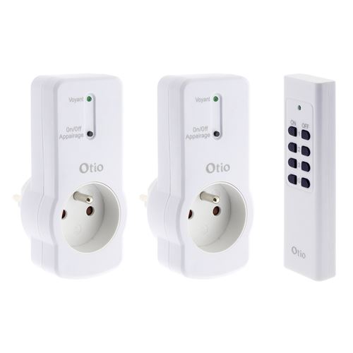 Lot de 2 prises 16A 2P+T télécommandées avec télécommande - Otio
