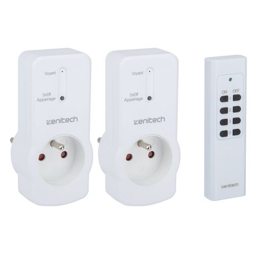 Otio Blanc Zenitech - Lot De 2 Prises 10A 2P+T Télécommandées
