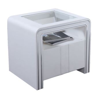 Table De Chevet Design En Simili Cuir Vi Blanc Achat Prix
