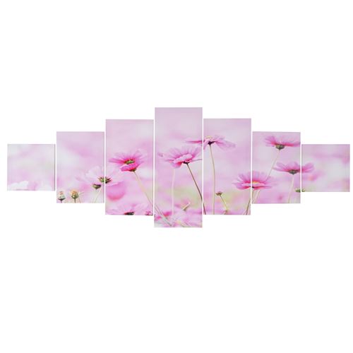 Toile de d&eacute;coration murale, tableau t375 xl en 7 parties 245x87cm - fleurs