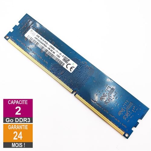 Barrette Mémoire 2Go Ram Ddr3 Hynix Hmt425U6Afr6A-Pb Dimm Pc3L-12800U 1Rx16