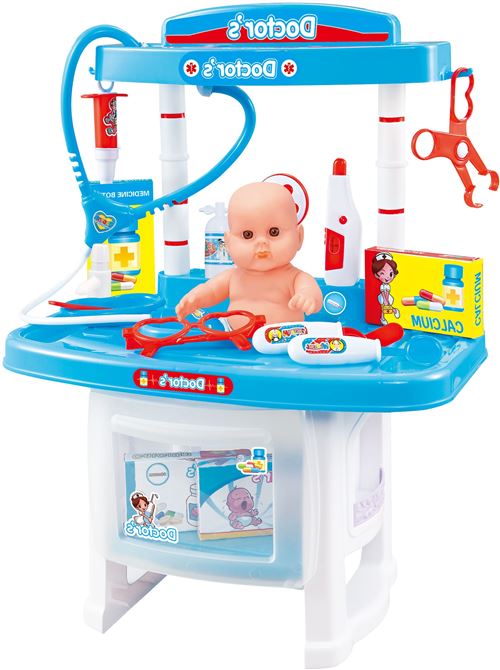 Luna Ensemble de jeux de médecin avec poupée bébé et accessoires 28-pièces 45cm