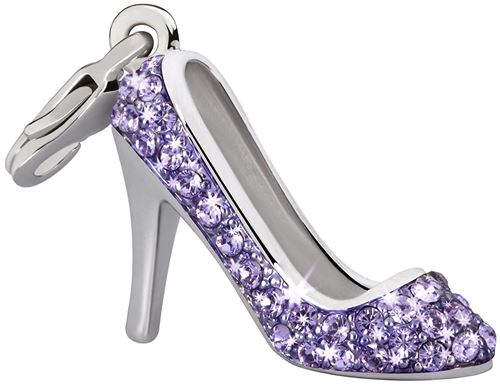 Glamour - GS3-19 - Collier Femme Argent 925/1000 - Pendentif Chaussure Escarpin - Cristaux Swarovski - Violet - 80 cm