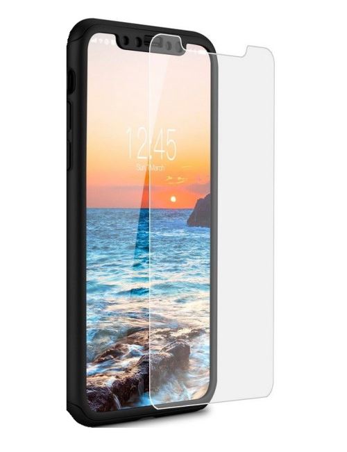 Coque pour Apple iPhone 11 PRO - Coque Noir + Verre Trempé - Housse Etui 360 Protection Rigide Plastique Dur Film Vitre Ecran Ultra Résistant Phonillico®