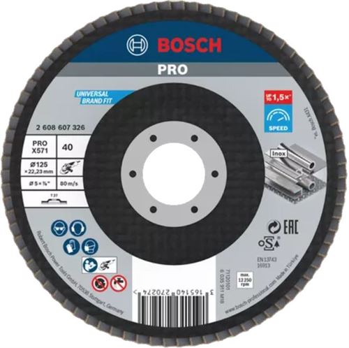 Plateau à Lamelles X571 Plat Diamètre 125Mm G40 - Bosch - 2608607326