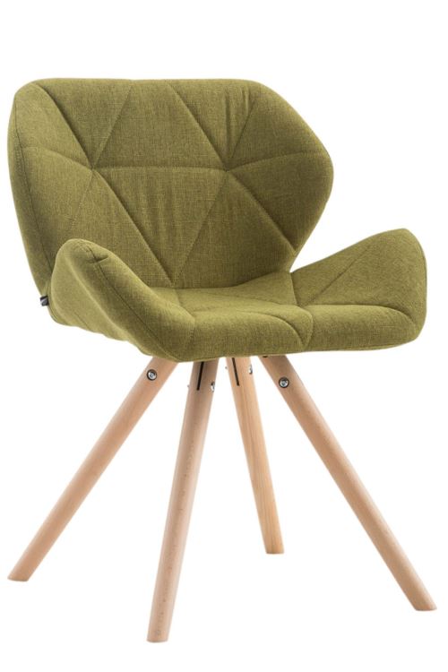 Chaise de salle à manger Tyler tissu pieds ronds avec piètement en bois de hêtre Nature - Siège Vert