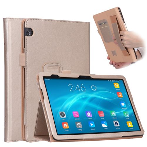 Etui en PU avec fentes pour cartes et main or pour votre Huawei MediaPad T5 10