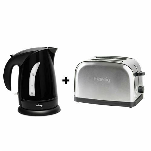 SW8N + TOS7 Bouilloire noire 1,8L WINKEL+ Grille pain 2 tranches H.KOENIG