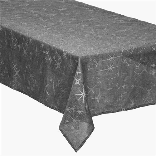 Nappe &eacute;toiles de No&euml;l Caneva - L. 140 x l. 360 cm - Gris anthracite