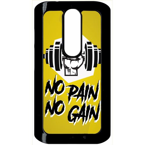 Coque Motorola Moto X Force No Pain No Gain Fond Jaune