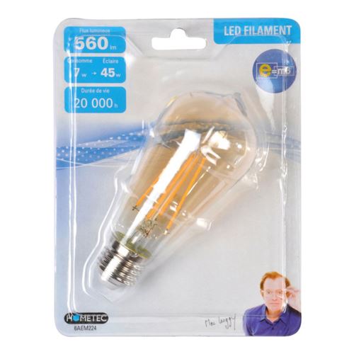 Paris Prix - Ampoule Led Filament ogive 13cm Ambre