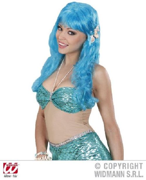 Perruque sirène turquoise