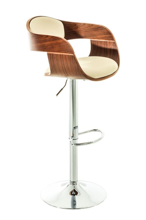 Tabouret de Bar Kingston - Couleur Noyer/Cr&egrave;me